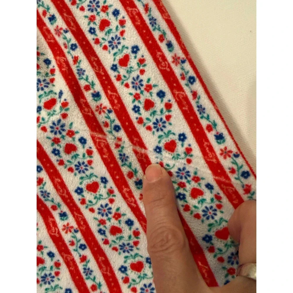 Lanz of Salzburg Kids Red White Fleece Nightgown Size 6 6X Traditional Modest
